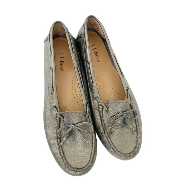 LL Bean Bronze Leather Loafer Moccasins Sz 8 - Picture 2 of 8
